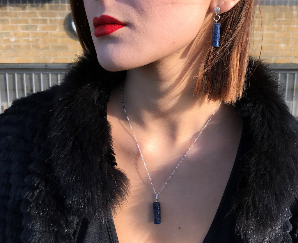 Black Onyx Halskette – Zylinderförmiger Anhänger aus 925 Sterlingsilber | nlanlaVictory