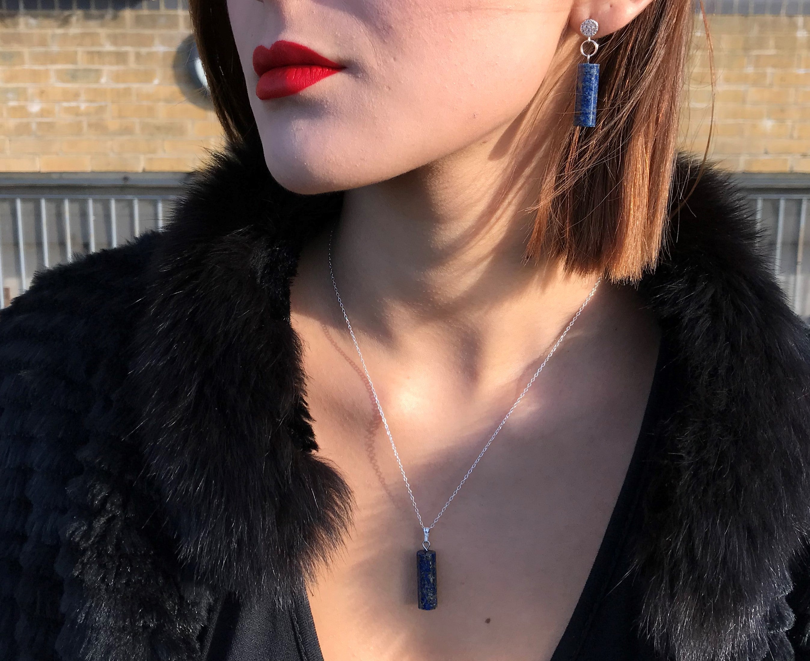 Black Onyx Halskette – Zylinderförmiger Anhänger aus 925 Sterlingsilber | nlanlaVictory