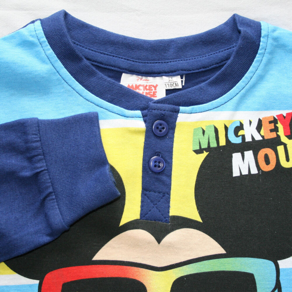 Mickey Mouse Kinder-Pyjama lang – Baumwolle, Jersey, Marineblau – Gr. 98