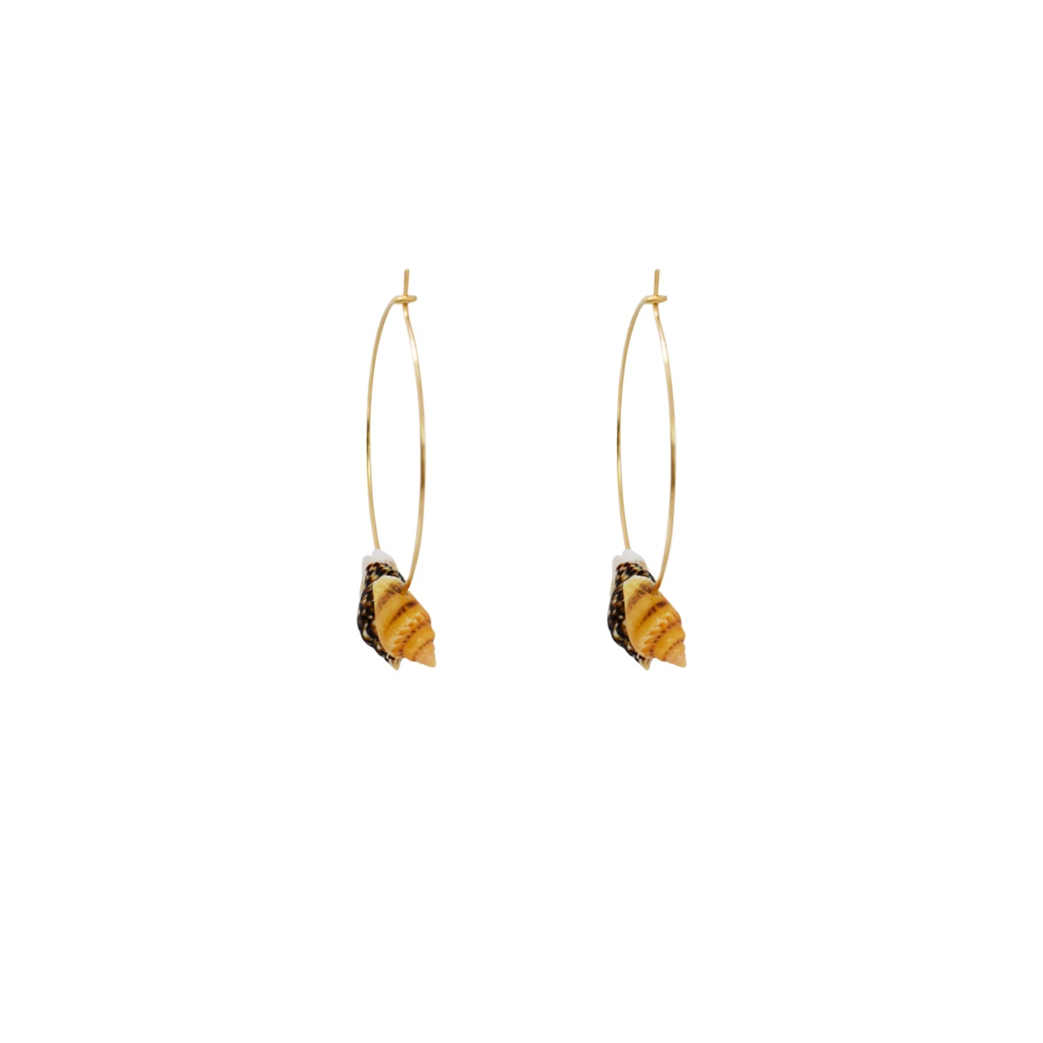Triple Mini Muschel Gold Creolen – Perlmutt & Vergoldetes Messing | Ifemi Jewels