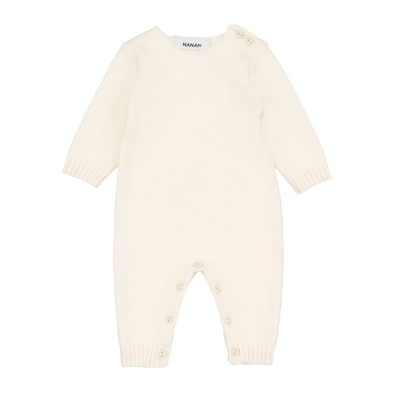 Baby Strampler Reines Kaschmir Creme mit Bärchen | NANAN – Ultimativer Luxus