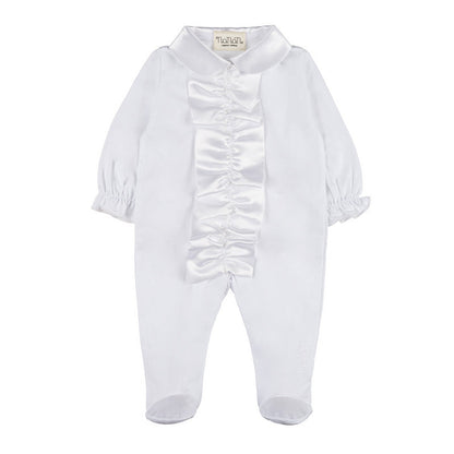 Baby Wickelstrampler Weiß mit Volant | NANAN Prestige – Festlich &amp; Elegant