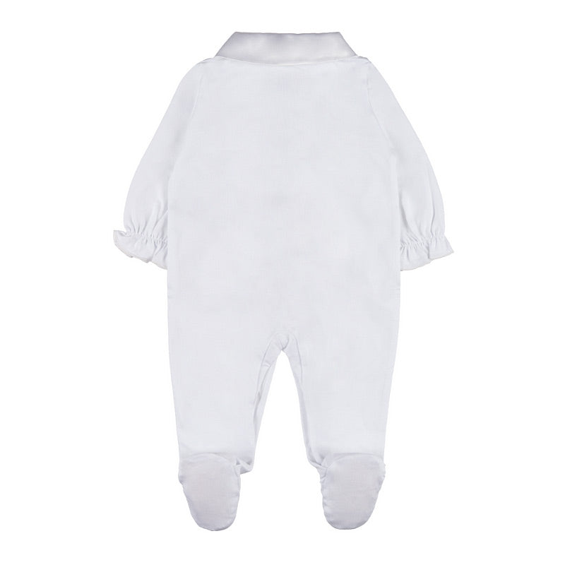 Baby Wickelstrampler Weiß mit Volant | NANAN Prestige – Festlich & Elegant