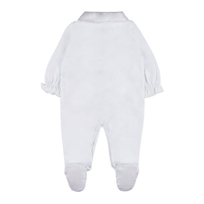 Baby Wickelstrampler Weiß mit Volant | NANAN Prestige – Festlich &amp; Elegant