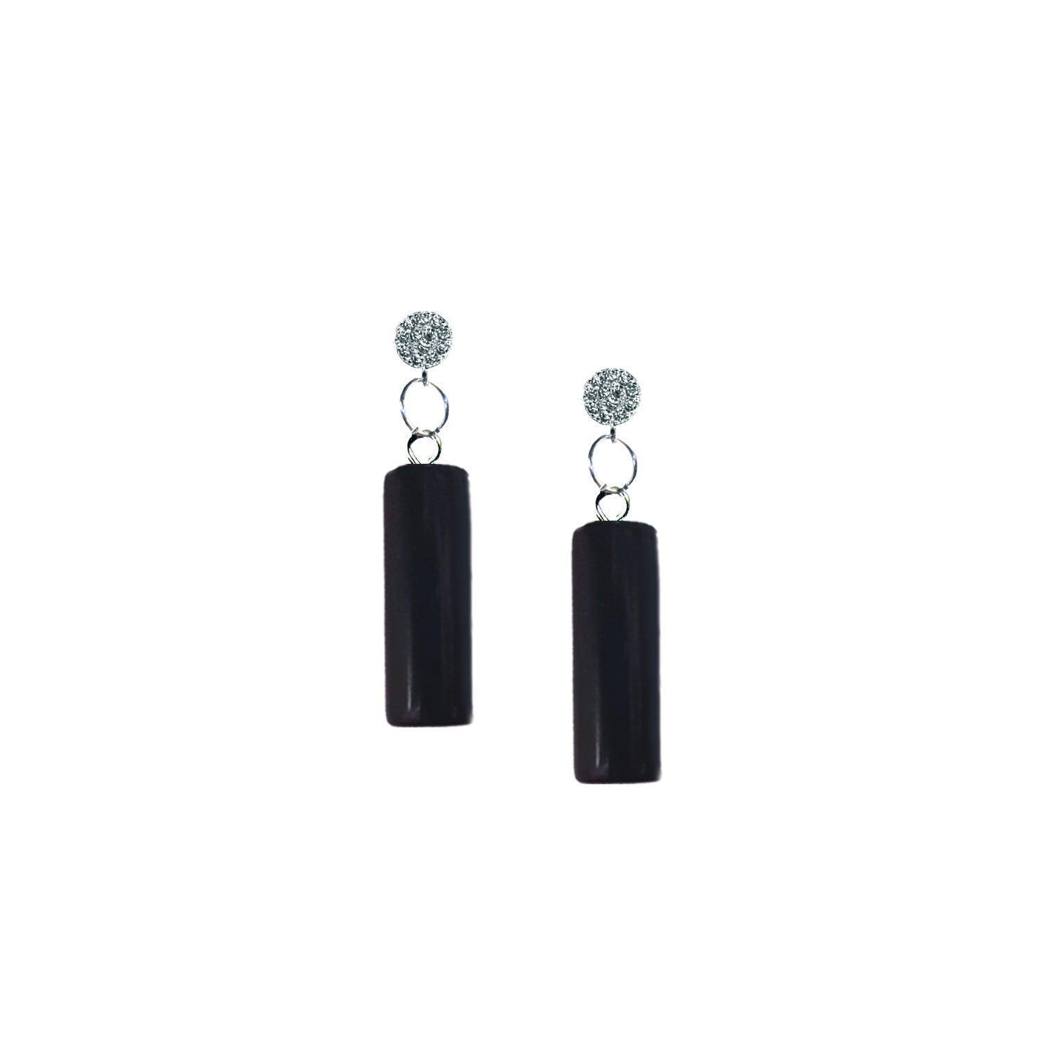 Black Onyx Ohrstecker – Zylinderförmig & 925 Sterlingsilber mit Zirkonia | nlanlaVictory