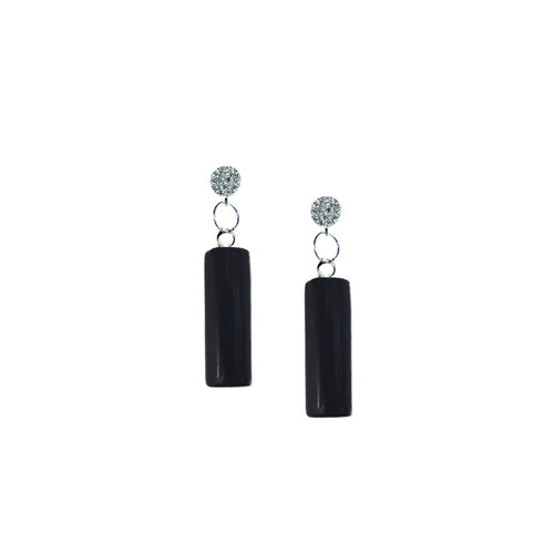 Black Onyx Ohrstecker – Zylinderförmig & 925 Sterlingsilber mit Zirkonia | nlanlaVictory