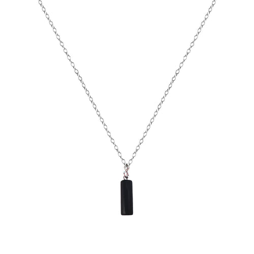 Black Onyx Halskette – Zylinderförmiger Anhänger aus 925 Sterlingsilber | nlanlaVictory