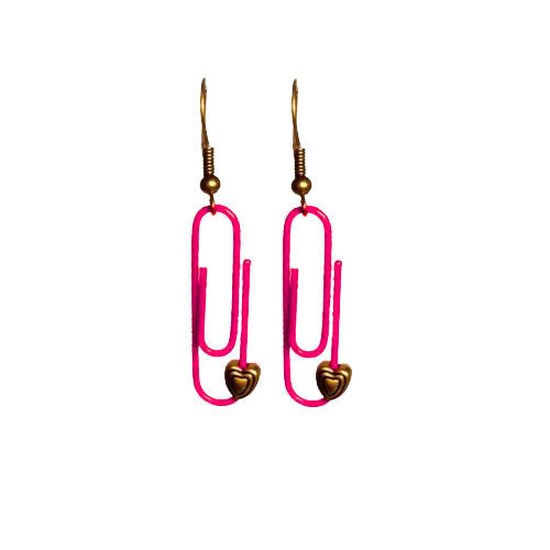 Rosa Personalisierte Büroklammer-Ohrringe – Wearable Art | lovedbynlanla