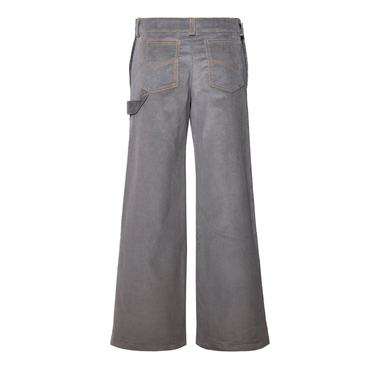 Graue Kinderhose aus Cord-Samt mit Schlag