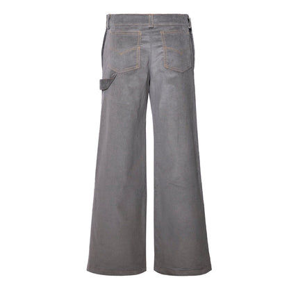 Graue Kinderhose aus Cord-Samt mit Schlag