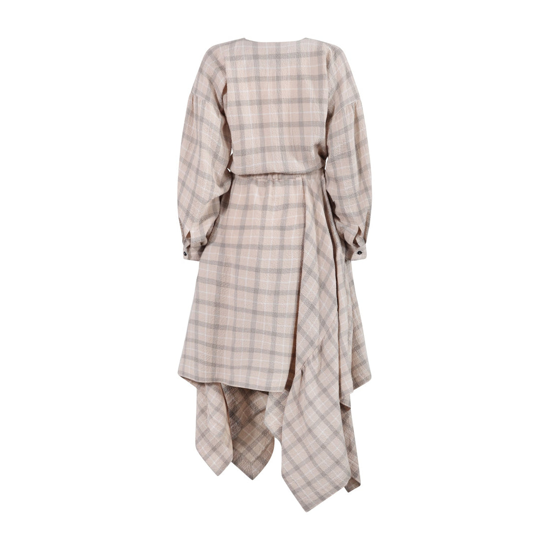 Mädchen Kleid Drama Beige Karo-Seersucker – GOTS Bio-Baumwolle Zero-Waste | TNTRM