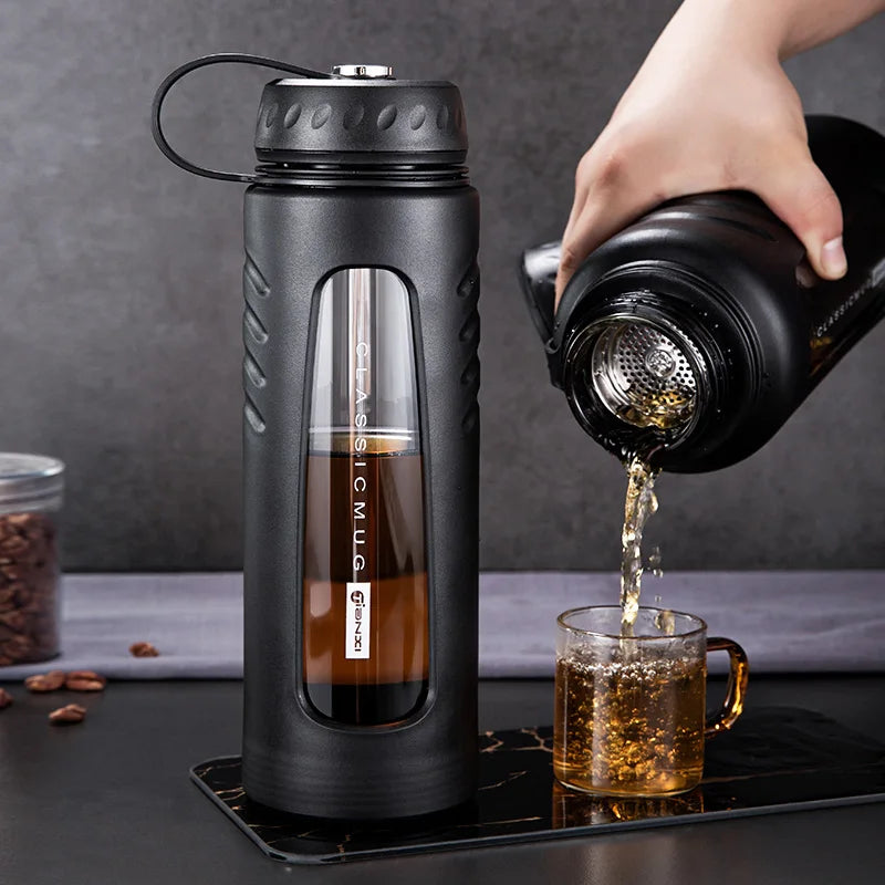 1000ml Hitzebetändiger Glas-Wasserbecher – Schwarz