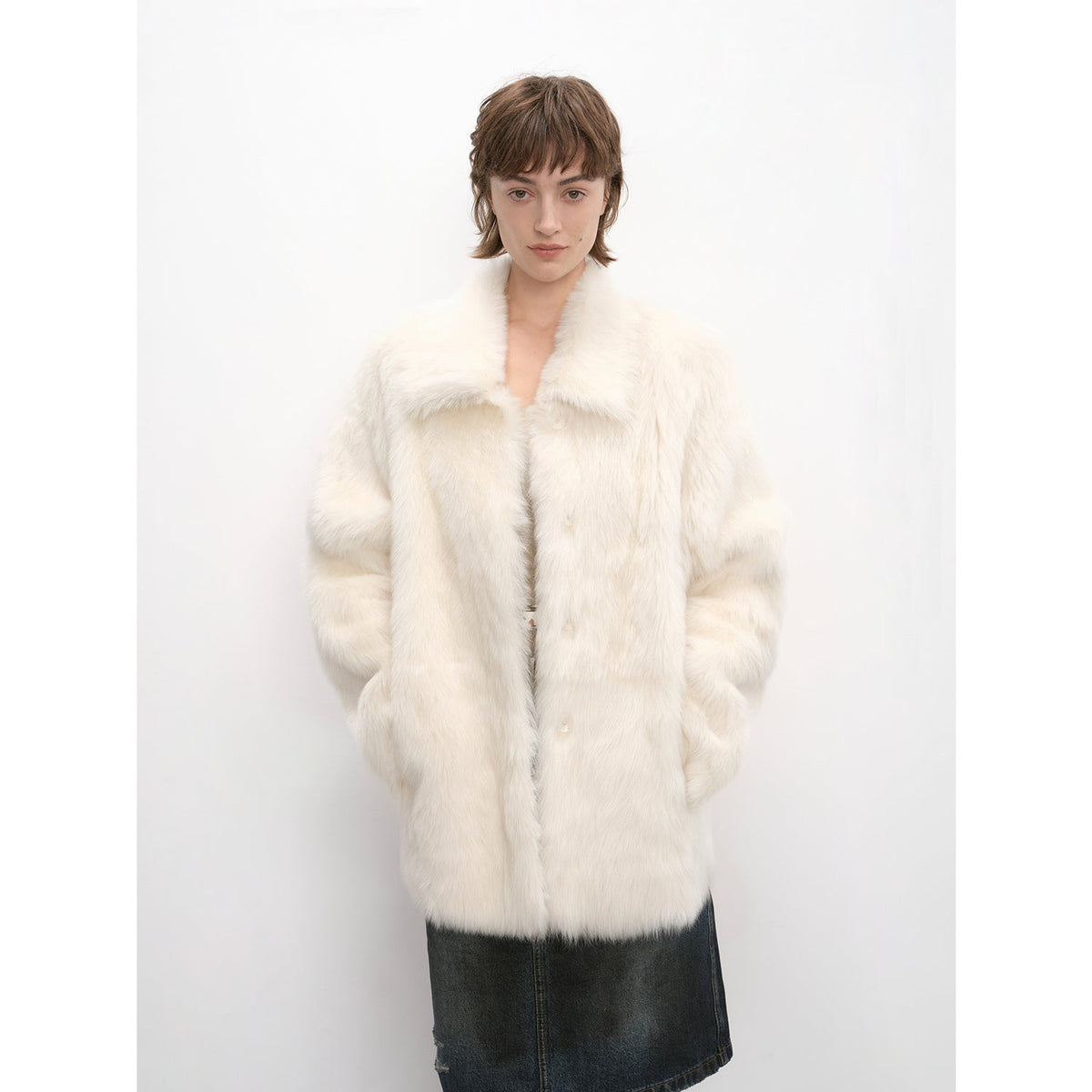 Herbst-Exklusiv Importierter Toskanischer Schaffell-Mantel mit kurzem Revers | Firelady Fur
