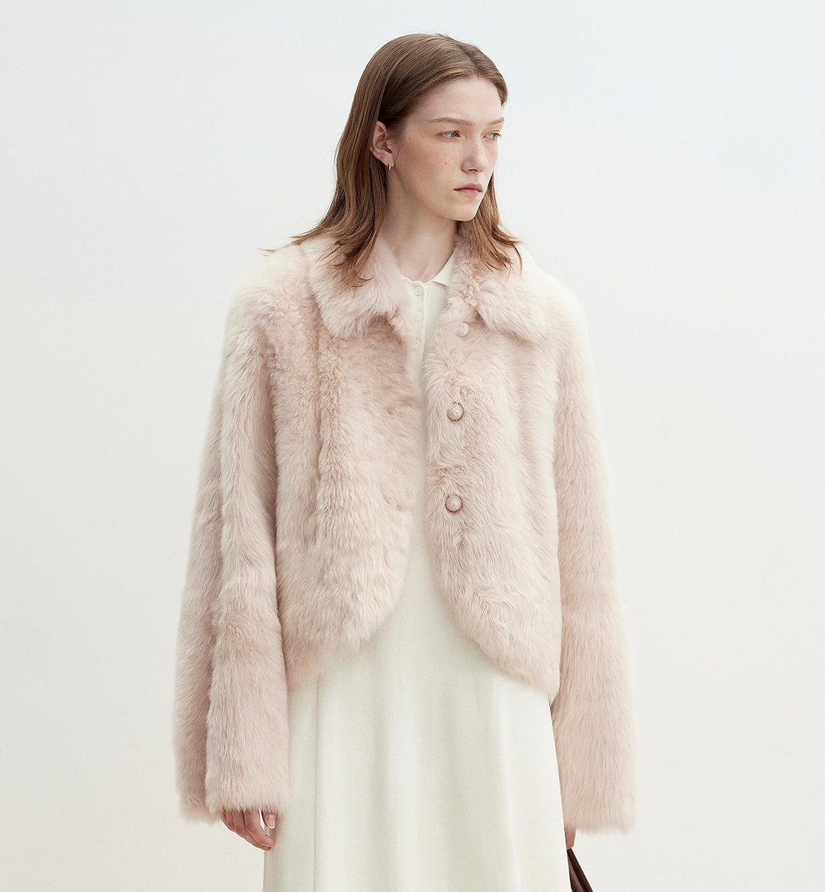 Herbstgeheimnis Rosa Revers Tuscan Straight Fell-Jacke kurz