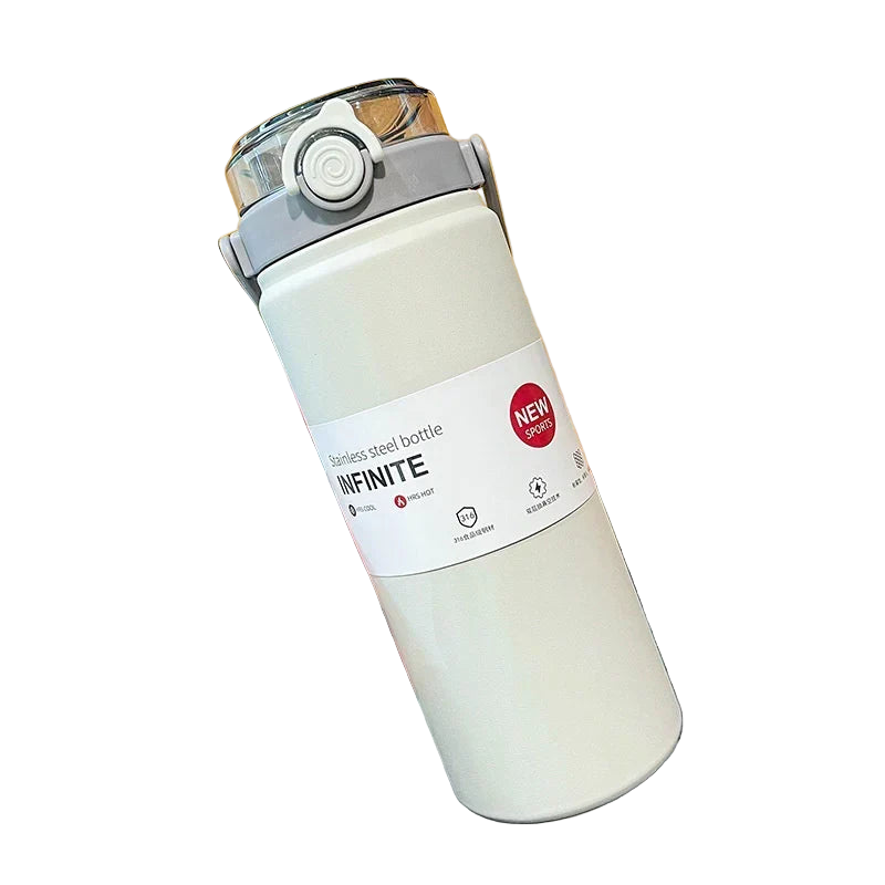 1000ml Thermoflasche mit Strohhalm – Weiß