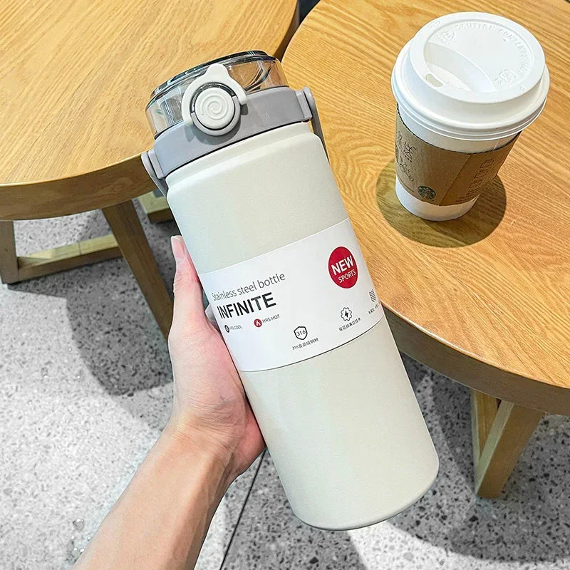 1000ml Thermoflasche mit Strohhalm – Weiß