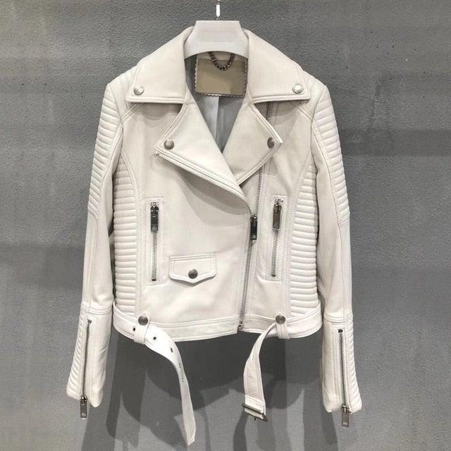 Sleuve Luxury – Echtleder-Bikerjacke für Damen aus echtem Schafsleder