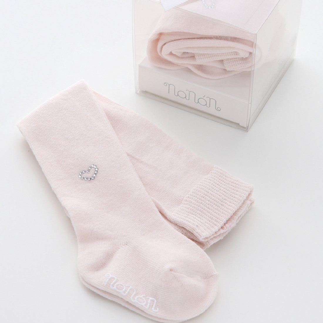 Baby Söckchen Rosa mit Strass-Herz | NANAN – Glamourös &amp; Weich