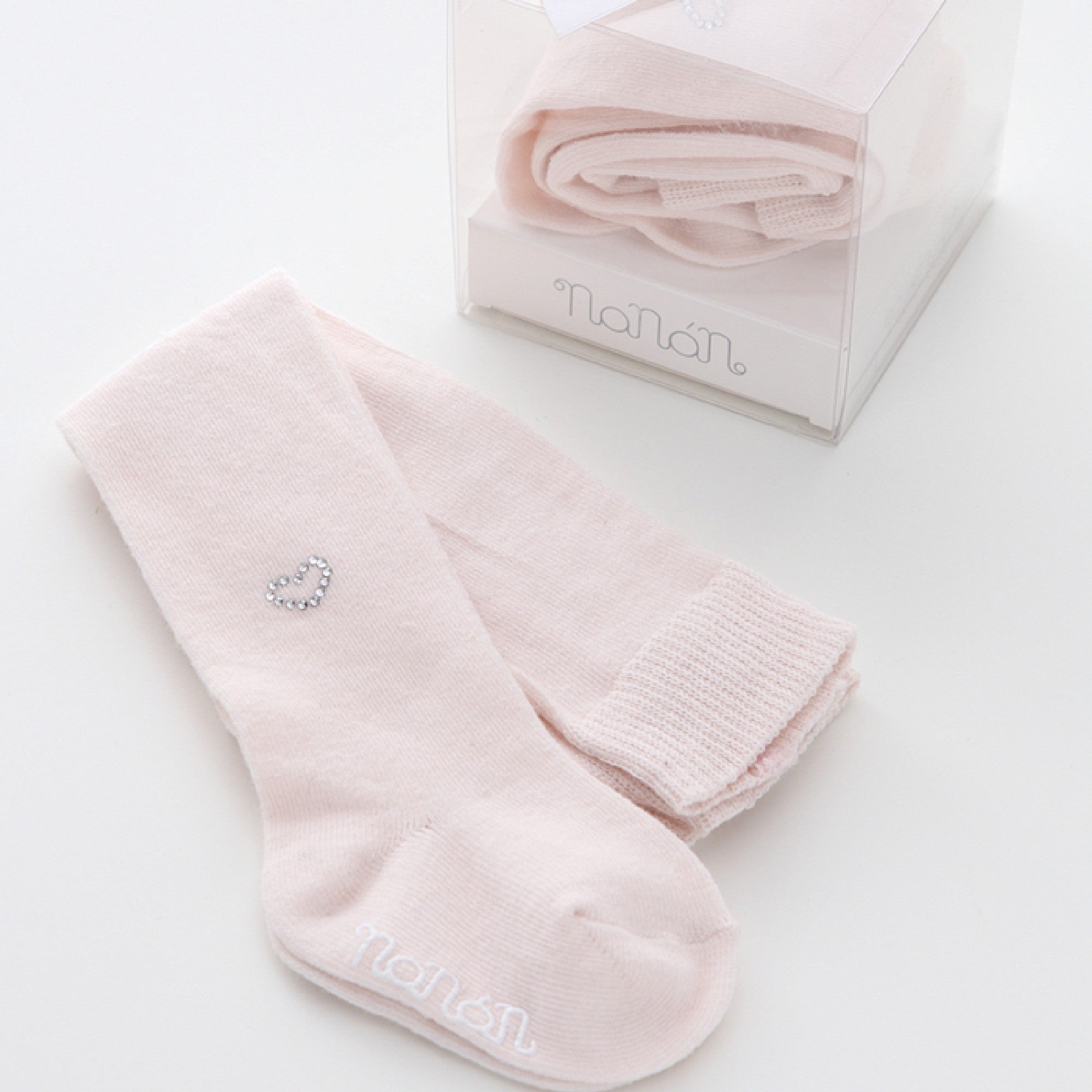 Baby Söckchen Rosa mit Strass-Herz | NANAN – Glamourös & Weich