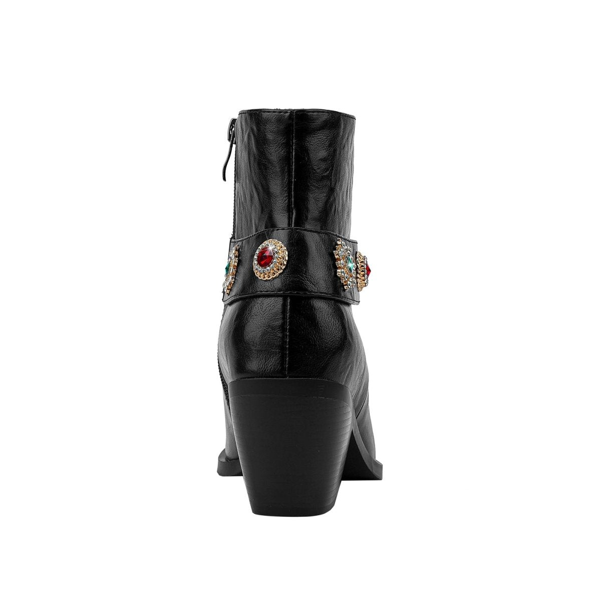 Herbstkristall-verzierte Western-Knöchelstiefel Schwarz | Jady Rose