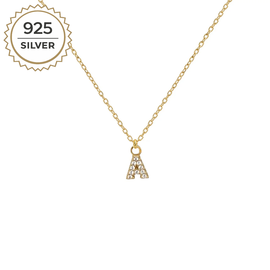 Initialen-Halskette mit Buchstabenanhänger aus 925 Sterling Silber