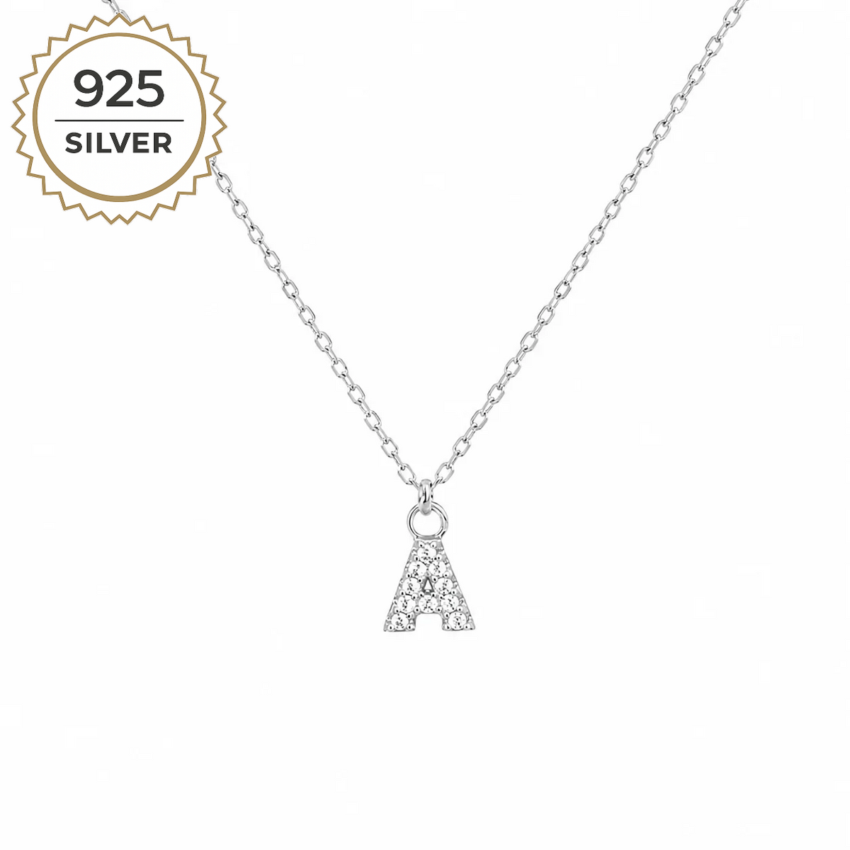 Initialen-Halskette mit Buchstabenanhänger aus 925 Sterling Silber