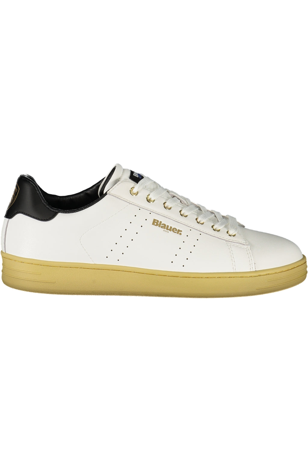 Blauer Herren Sneaker Weiß | Sportschuhe mit Schwarzen Kontrast-Details & Logo