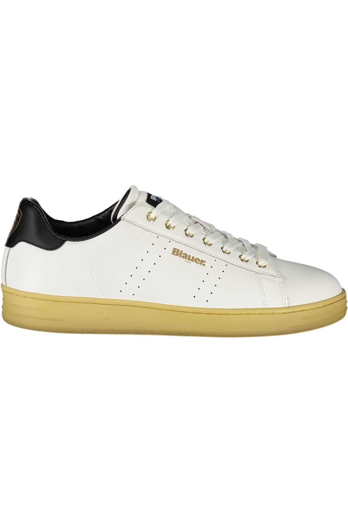 Blauer Herren Sneaker Weiß | Sportschuhe mit Schwarzen Kontrast-Details & Logo
