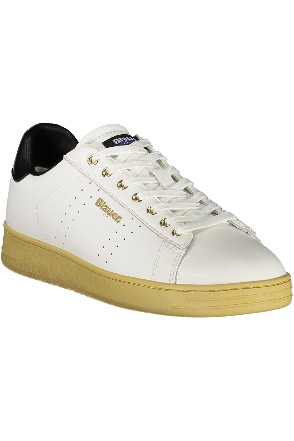 Blauer Herren Sneaker Weiß | Sportschuhe mit Schwarzen Kontrast-Details & Logo
