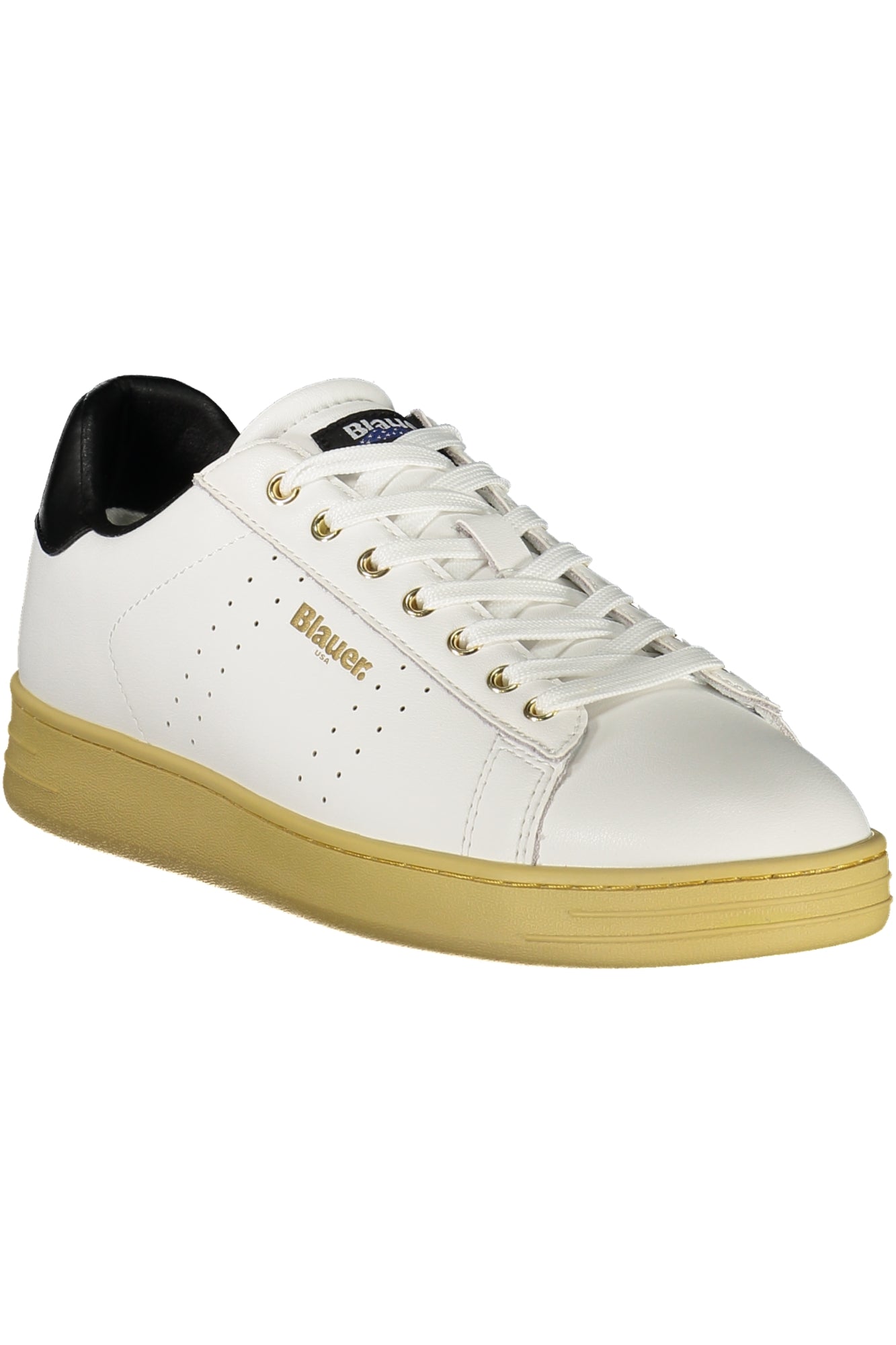 Blauer Herren Sneaker Weiß | Sportschuhe mit Schwarzen Kontrast-Details & Logo