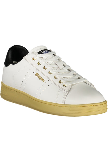 Blauer Herren Sneaker Weiß | Sportschuhe mit Schwarzen Kontrast-Details &amp; Logo