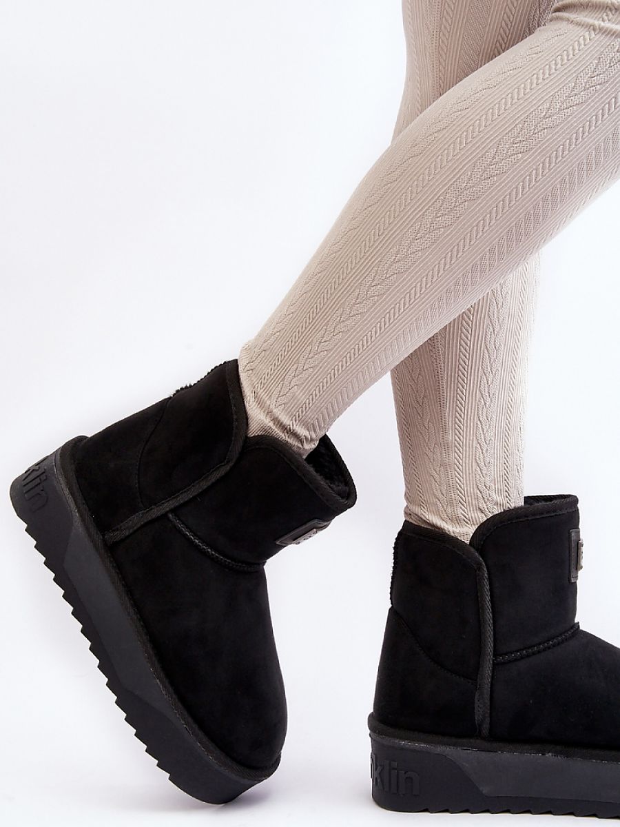 Schneestiefel Modell 188318 Step in Style – Schwarze Damen-Winterstiefel Vegan &amp; Wasserdicht mit Kunstfell-Futter &amp; Plateau