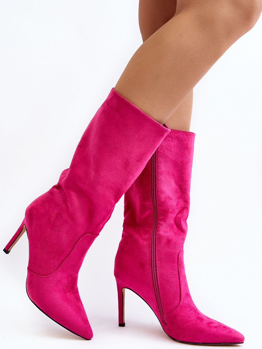 Absatzstiefel Damen 189757 Step-in-Stil – Pink, Stiletto Öko-Veloursleder