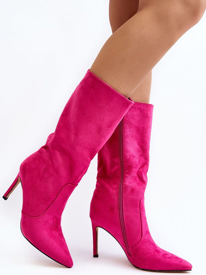 Absatzstiefel Damen 189757 Step-in-Stil – Pink, Stiletto Öko-Veloursleder