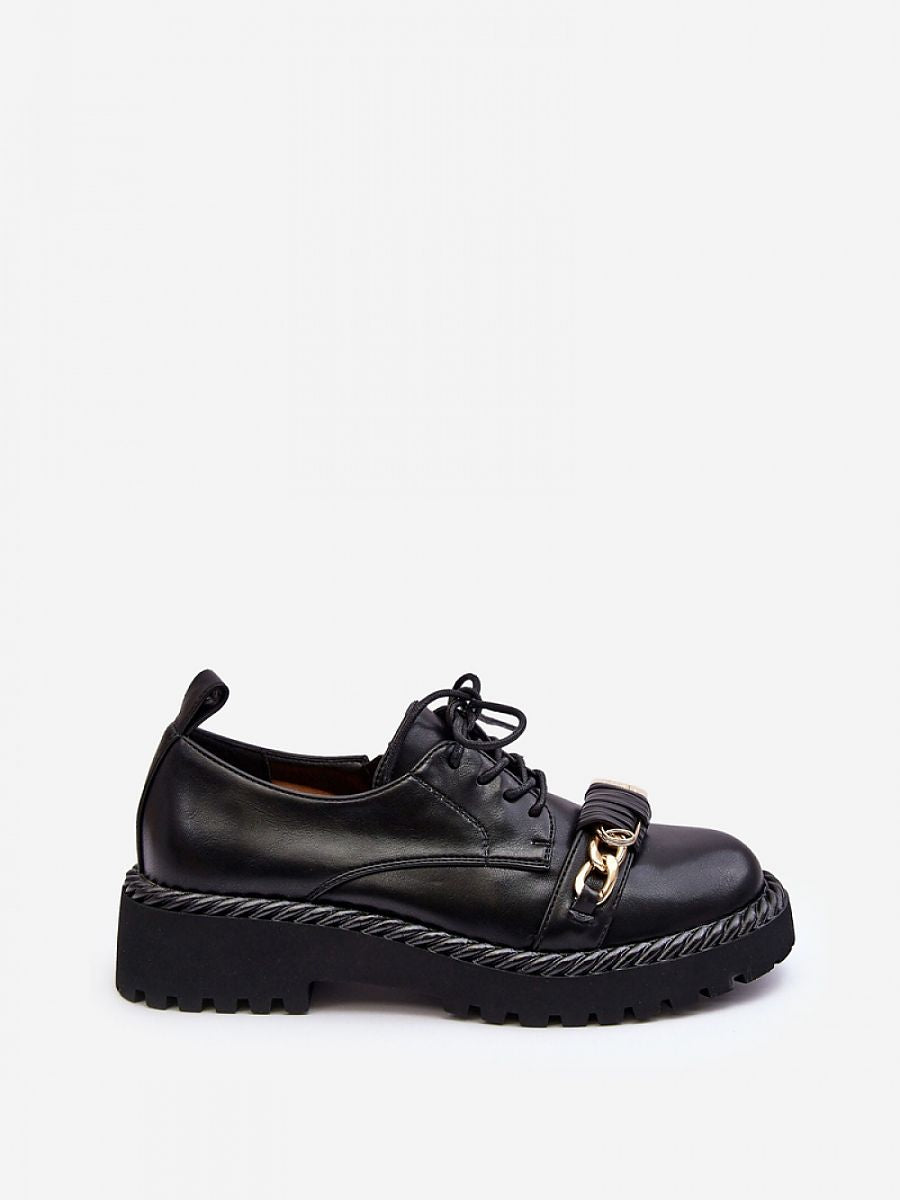Halbschuh Modell 190176 Step in Style – Schwarze Damen-Schnürstiefelette aus Öko-Leder mit Plateau, Kordel-Dekor &amp; Seitenreißverschluss