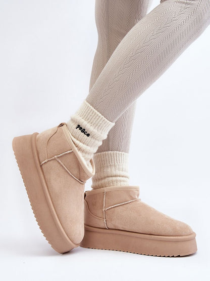 Schneestiefel Damen 191631 Step-in-Stil – Beige, Fellfutter &amp; Plateau