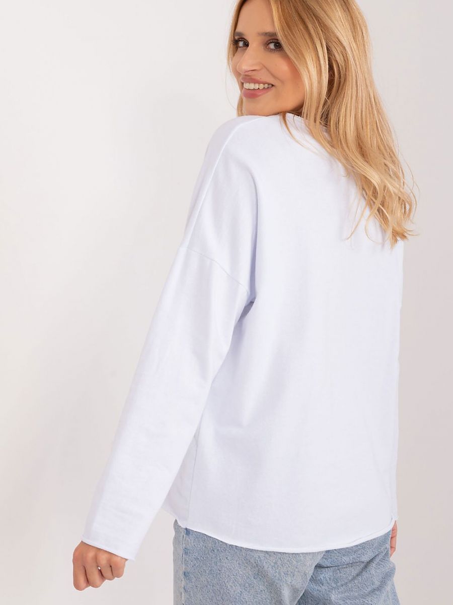 Italy Moda Damen-Bluse 193476 – Casual Blumenbluse mit Herzausschnitt in Weiß | One Size