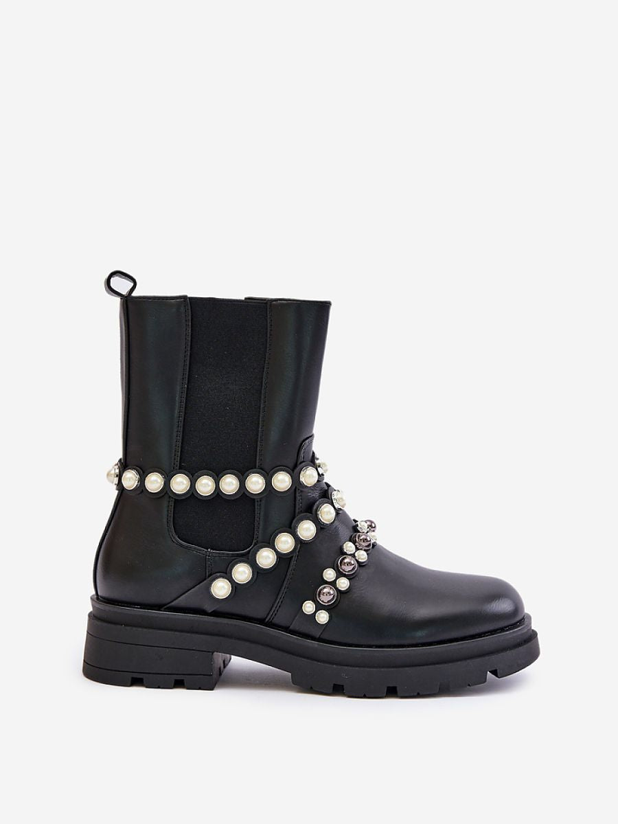 Jodhpur-Stiefelmodell 202646 Step in Style – Schwarze Damen-Stiefelette aus Öko-Leder mit Streifen-Detail &amp; Reißverschluss