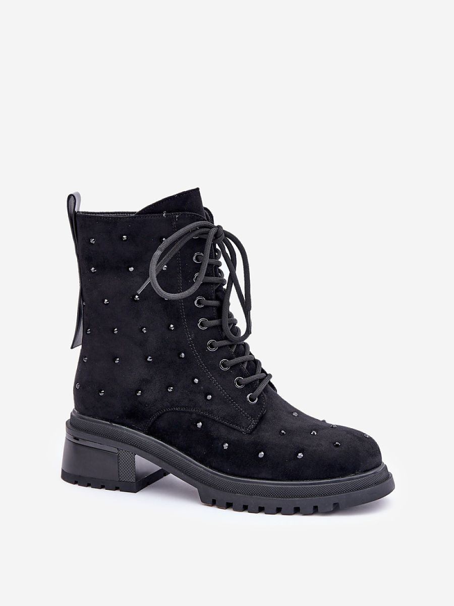 Booties Damen 203877 Step-in-Stil – Schwarz, Öko-Veloursleder