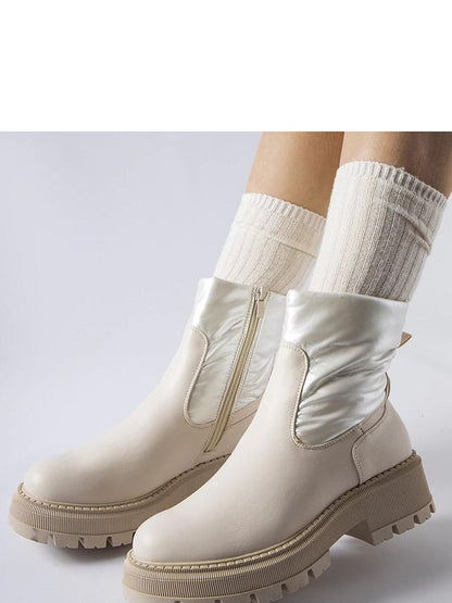 Stiefelette Garrett Modell 204586 Solea – Beige Damen-Ankle-Boots aus Öko-Leder mit Dekorschaft &amp; Gummisohle