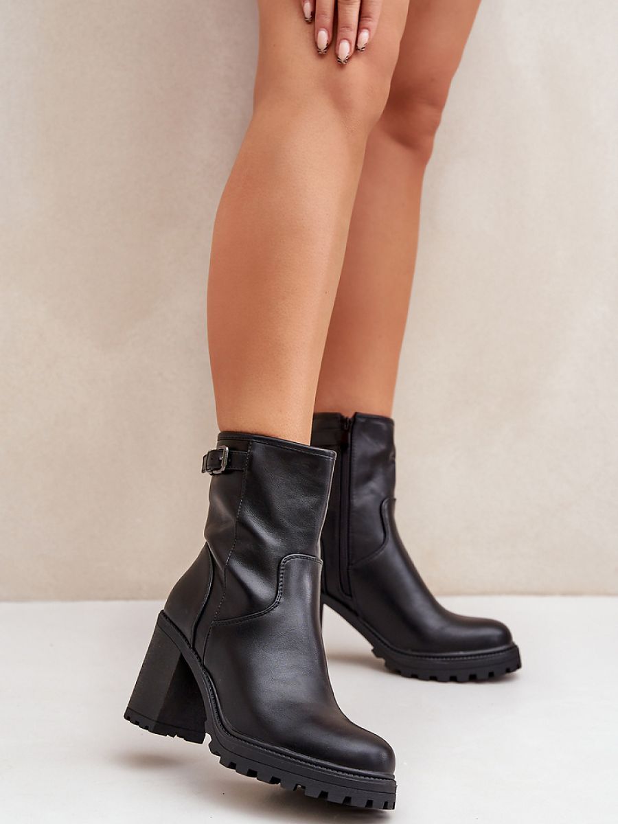Absatzstiefel 204674 Step-in-Stil – Schwarze Damen-Ankle-Boots mit Säulenabsatz | Step in Style