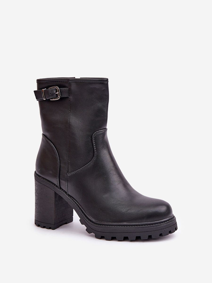 Absatzstiefel 204674 Step-in-Stil – Schwarze Damen-Ankle-Boots mit Säulenabsatz | Step in Style