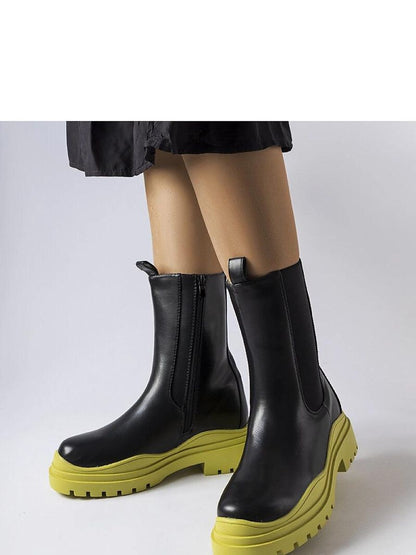 Stiefeletten Damen Solea 205123 – Schwarz mit grüner Sohle