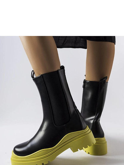 Stiefeletten Damen Solea 205123 – Schwarz mit grüner Sohle