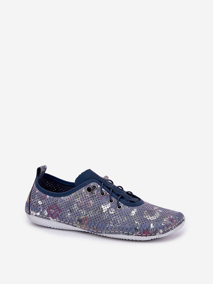 Halbschuhmodell 212551 Step in Style – Blaue Damen-Loafer aus Naturleder mit elastischen Bändern