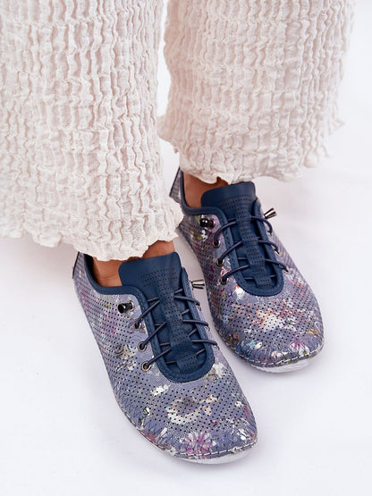 Halbschuhmodell 212551 Step in Style – Blaue Damen-Loafer aus Naturleder mit elastischen Bändern