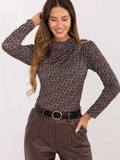 Rue Paris Damen-Bluse 219379 – Elegante Viskose-Bluse mit Metallspange in Schwarz | One Size