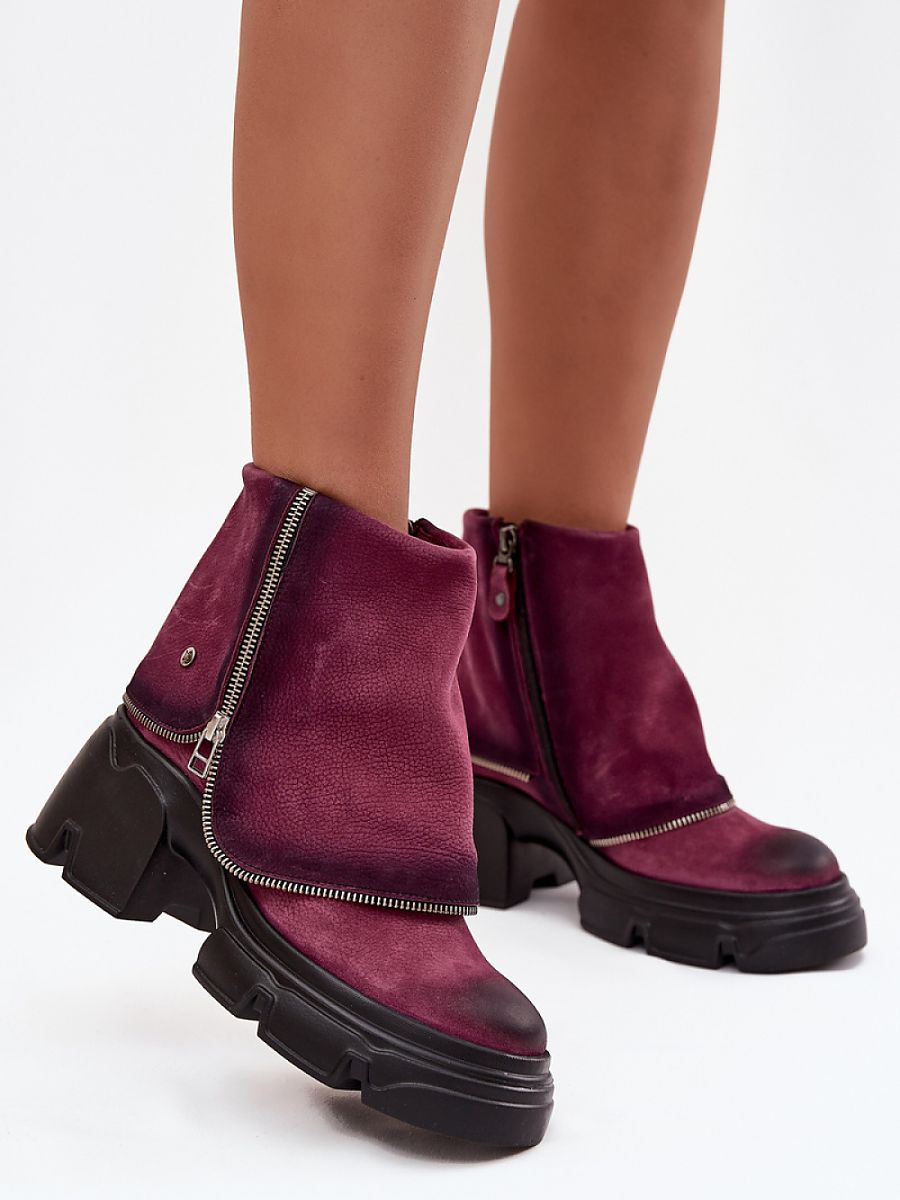 Stiefelmodell 219392 Step in Style – Rote Damen-Stiefel Maciejka aus Naturleder mit Umschlagschaft &amp; Blockabsatz