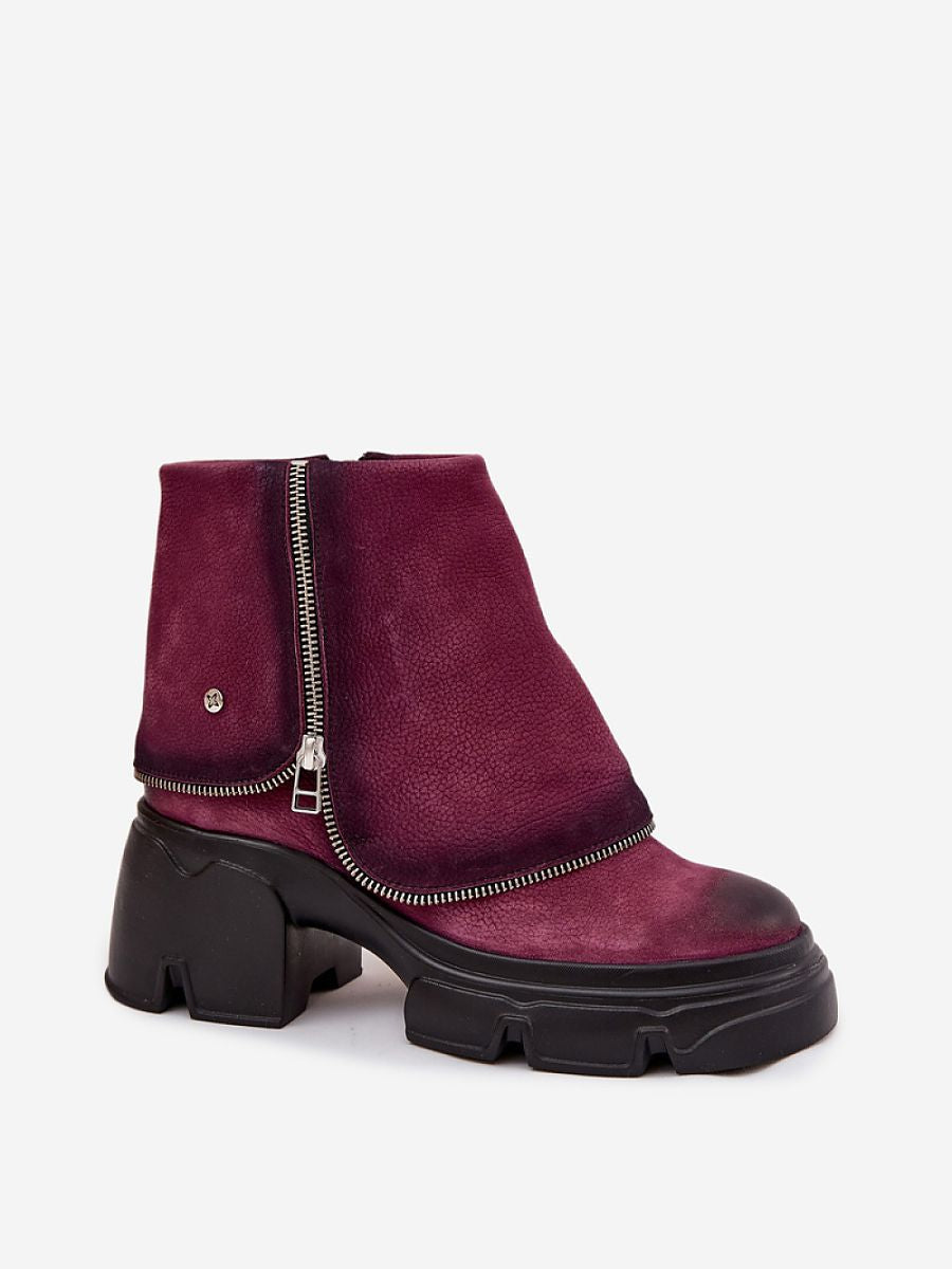 Stiefelmodell 219392 Step in Style – Rote Damen-Stiefel Maciejka aus Naturleder mit Umschlagschaft &amp; Blockabsatz