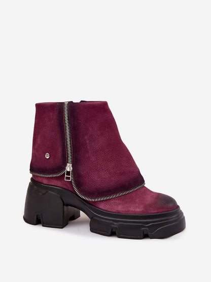 Stiefelmodell 219392 Step in Style – Rote Damen-Stiefel Maciejka aus Naturleder mit Umschlagschaft &amp; Blockabsatz